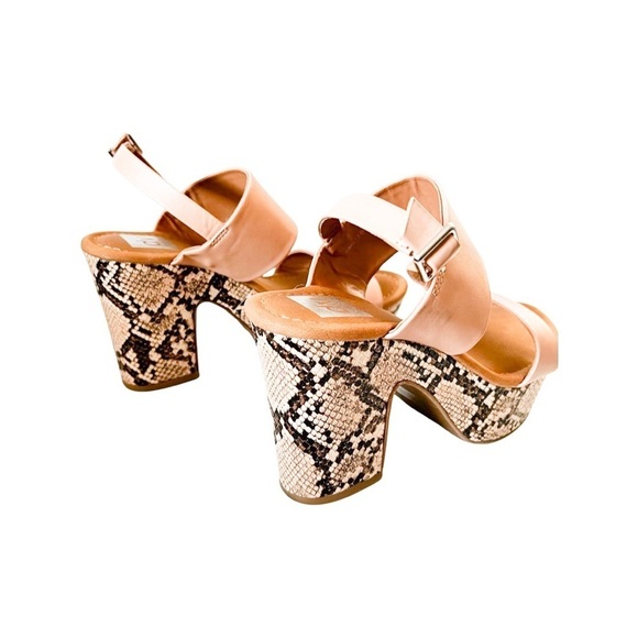 DOLCE VITA Platform Snake Print Beige Heel Sandals Sz 7.5 - Picture 2 of 6
